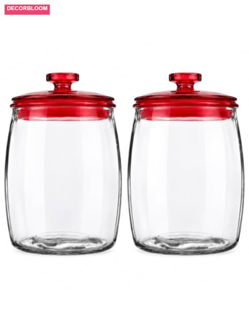 2 Pack Glass Candy Jars with Red Lids 80 oz Wide Mouth Food Storage